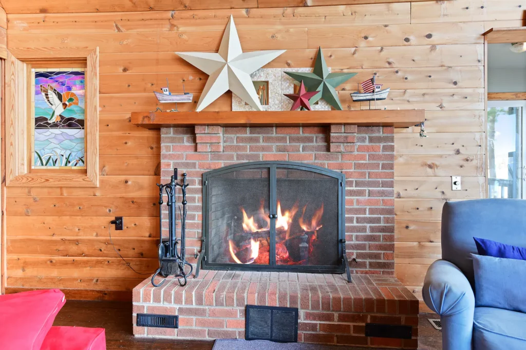 Wood burning fireplace